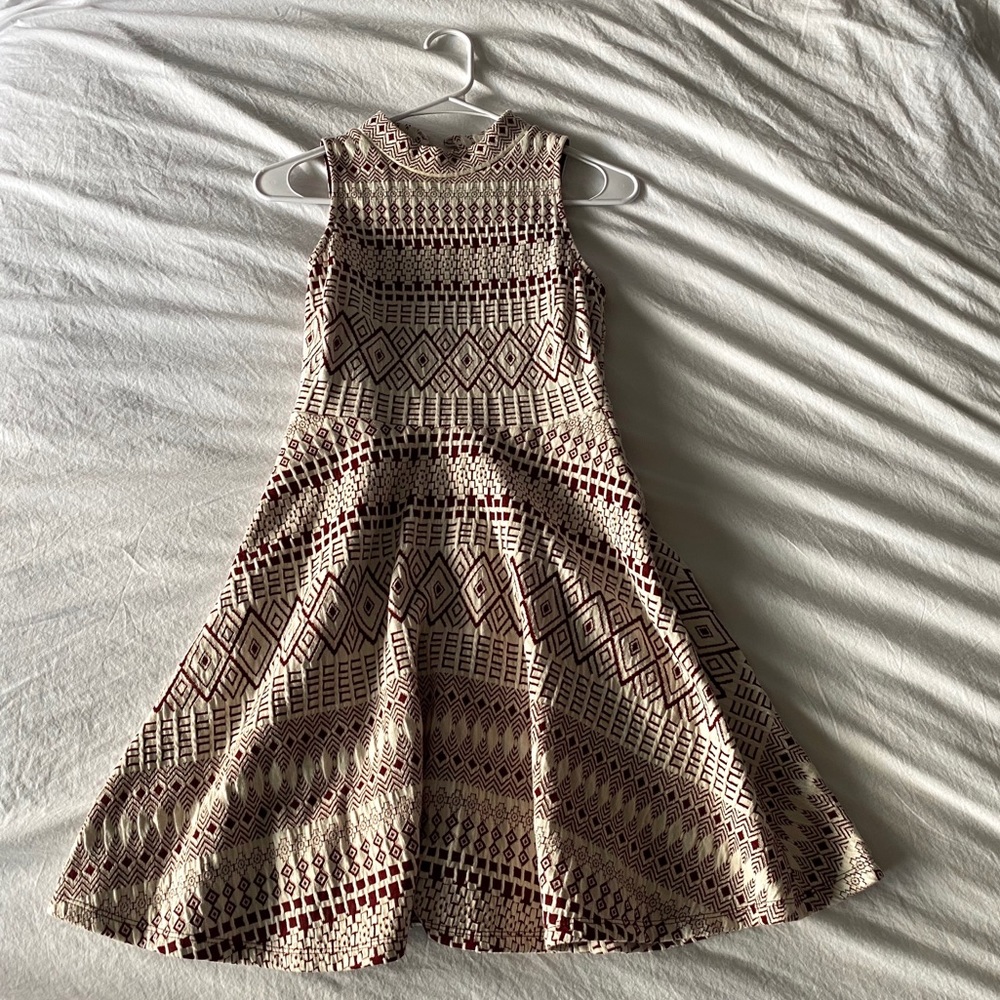 Dry Goods Patterned Dress - Maroon and White